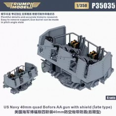 1/350 WWII US Navy 40mm Quad Bofors AA Gun with shield (late type) 6 sets