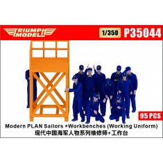 1/350 Modern PLAN Sailors 95 Figures Set (Working Uniform) and 2 Workbenches