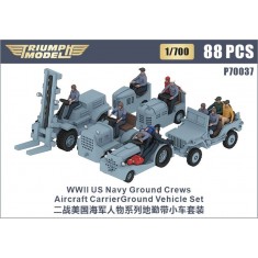 1/700 WWII US Navy Ground Crews 74 Figures and Aircraft Carrier Ground Vehicles 14pcs