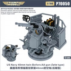 1/700 WWII US Navy 40mm Twin Bofors AA Gun (late type) 12 sets