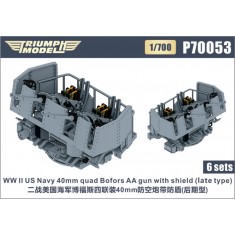 1/700 WWII US Navy 40mm Quad Bofors AA Gun with shield (late type) 6 sets