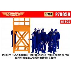 1/700 Modern PLAN Sailors 94 Figures Set (Working Uniform) with 3 Workbenches