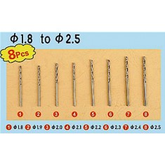 Twist Drilling Auger Bits Set 3 (8pcs, Diameter: 1.8mm-2.5mm)