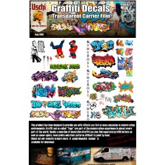 Graffiti Decals - Partially on the Mural/ Artisitic Side (Transparent, w/Sprayer tags)