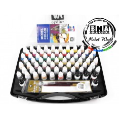 Acrylic Model Colour Paint Set - 72 Basic Colours + 3 Brushes + Case