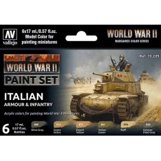 Acrylic Model Colour Paint Set - WWII Italian Armour & Infantry (6 x 17ml)