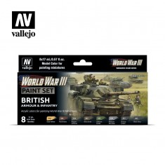 Acrylic Model Colour Paint Set - WWIII British Armour & Infantry (8 x 17ml)