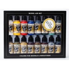 Acrylic Model Air Colour Paint Set - Basic Colours (16 x 17ml)