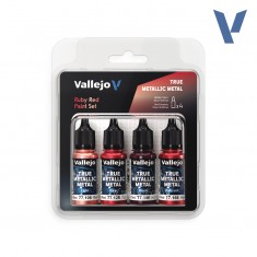 True Metallic Metal Paints set - Ruby Red (4x 18ml/0.6 fl oz)