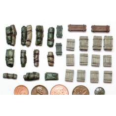 1/56 (28mm Scale) Wargame Stowage Set - Tents, Tarps & Crates #1 (27pcs)