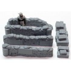 1/35 Configurable Sandbags Walls "Checkpoint" + Crates (figure Not included)
