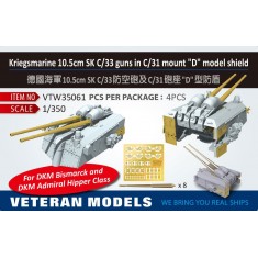 1/350 WWII Kriegsmarine 10.5cm SK C/33 Guns in C/31 Mount "D" Model Shield