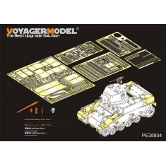 1/35 WWII US M3 Stuart Basic Detail Set (Gun barrel & antenna base include) for Tamiya kit #36360
