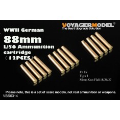 1/35 WWII German 88mm L/56 Ammunition Cartridges (12pcs)