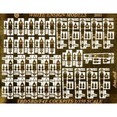 1/350 Wildcat/Dauntless/Devastator Cockpit Detail-up Set (1 Photo-Etched Sheet)