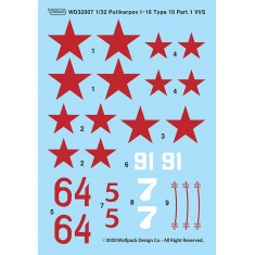 1/32 Polikarpov I-16 Type 10 Decals Part.1 - VVS for ICM kits