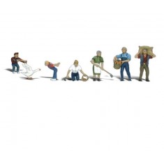 HO Scale Farm People (6 farmers & 1 goose)