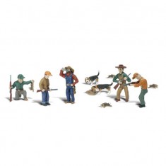 HO Scale Rabbit Hunt (5 mighty hunters, dogs, rabbits)
