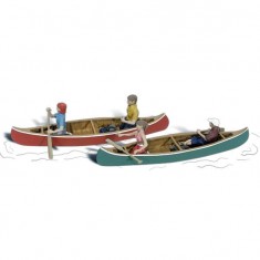 N Scale Canoers (2 couples, 2 canoes)
