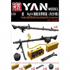 1/35 WWII German MG34 Machine Gun and Ammo Box Set (3pcs)