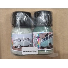 Volkswagen T1 Samba Bus Paints - Blue White L289 (top), Turquoise L380 (bottom) 2x 30ml