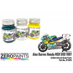 Alex Barros Honda NSR 500 1997 Green, Yellow and White Paint Set (3x 30ml)
