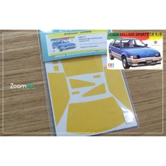 1/24 Honda CR-X Window and Light Painting Masks for Tamiya kit