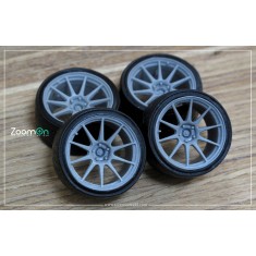 1/24 17'' Titan7 T-R10 Rim set with Tyres for DC5/EP/S2000