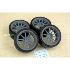 1/24 17'' Work Emotion ZR10 Rim set (5 holes) with Tyres