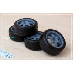1/24 15'' Rays Volk Racing TE37 Cup Rim set with Tyres