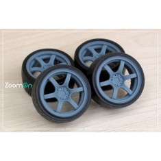 1/24 18'' Rays 57DR Rim set (5 holes) with Tyres