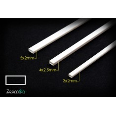 Rectangle Plastic Rod set #Tube (1pc: 5x2mm, 1pc: 4x2.5mm, 1pc: 3x2mm, each length 250mm)