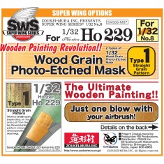 1/32 Horten Ho 229 Wood Grain PE Mask Type 1 - Straight Grain Pattern for #SWS08