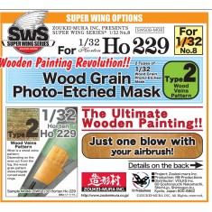1/32 Horten Ho 229 Wood Grain PE Mask Type 2 - Wood Veins Pattern for #SWS08