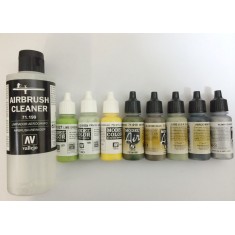 Colour Set for 1/32 North-American P-51D/K Mustang IV (Brush Cleaner + 8x 17ml Paints)