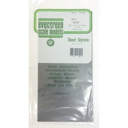 Evergreen Black Styrene Sheet 2pcs Size: 6" x 12"; Thickness: .04"/1.0mm