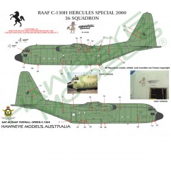 RAAF Decals for 1/72 Zvezda C-130H Hercules 36SQN Overall Green 2000 Scheme RAAF Decals for 1/72 Zvezda C-130H Hercules 36SQN Overall Green 2000 Scheme