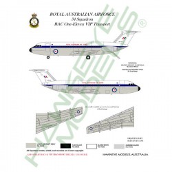 RAAF Decals for 1/72 British Aircraft Corporation BAC 1-11 34SQN VIP Transport RAAF Decals for 1/72 British Aircraft Corporation BAC 1-11 34SQN VIP Transport