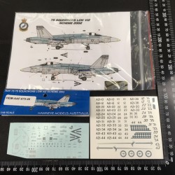 RAAF Decals for 1/48 McDonnell Douglas F/A-18A Hornet 75 SQN (Low-Vis scheme 2002) RAAF Decals for 1/48 McDonnell Douglas F/A-18A Hornet 75 SQN (Low-Vis scheme 2002)