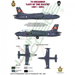 RAAF Decals for 1/72 Aermacchi MB-326H Macchi 79 SQN (Standard camo) RAAF Decals for 1/72 Aermacchi MB-326H Macchi 79 SQN (Standard camo)