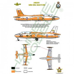 RAAF Decals for 1/72 Aermacchi MB-326H Macchi ARDU (Fanta Can scheme) RAAF Decals for 1/72 Aermacchi MB-326H Macchi ARDU (Fanta Can scheme)
