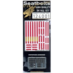 HGW 1/24 Sabelt 6 Point Red Seatbelts pre-cut for scale speedcars - 124001