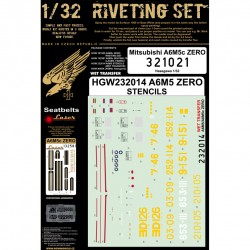HGW 1/32 scale Mitsubishi A6M5c Zero Riveting Stencils Seatbelt Hasegawa 321021 HGW 1/32 scale Mitsubishi A6M5c Zero Riveting Stencils Seatbelt Hasegawa 321021