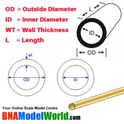 3pcs K&S Metals Thin Wall Round Brass Tube WT: 0.225mm OD: 3mm L: 300mm 