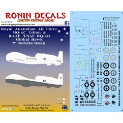 Decals for 1/48 RAAF/USAF RQ-4B Globle Hawk & RAAF MQ-4C Tritan Southern Cross II Decals for 1/48 RAAF/USAF RQ-4B Globle Hawk & RAAF MQ-4C Tritan Southern Cross II