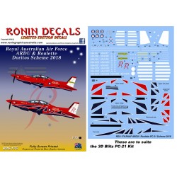 1/72 RAAF ARDU & Roulette Doritos Scheme 2018 Decals for 3D Blitz PC-21 kit 1/72 RAAF ARDU & Roulette Doritos Scheme 2018 Decals for 3D Blitz PC-21 kit
