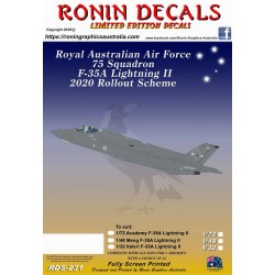 1/32 RAAF 75 Sqn F-35A Lightning II 2020 Decals for Italeri kits 1/32 RAAF 75 Sqn F-35A Lightning II 2020 Decals for Italeri kits