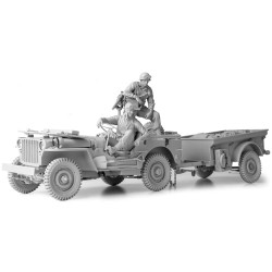 1/16 WWII US Army 1/4 Ton 4X4 Truck & T-3 Trailer Resin Kits with Driver & Gunner 1/16 WWII US Army 1/4 Ton 4X4 Truck & T-3 Trailer Resin Kits with Driver & Gunner
