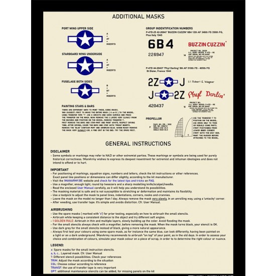 1/24 P-47D Thunderbolt Bubbletop Markings & Stencil Masks for Kinetic kits 1/24 P-47D Thunderbolt Bubbletop Markings & Stencil Masks for Kinetic kits