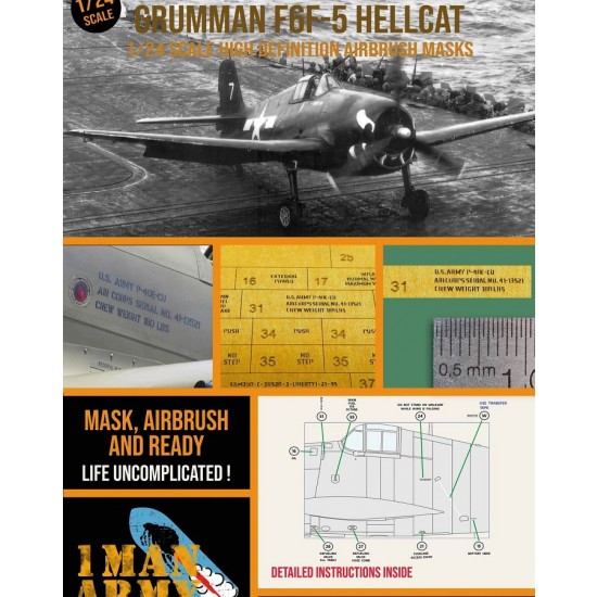1/24 Grumman F6F-5 Hellcat Airbrush Paint Masking for Airfix kits 1/24 Grumman F6F-5 Hellcat Airbrush Paint Masking for Airfix kits